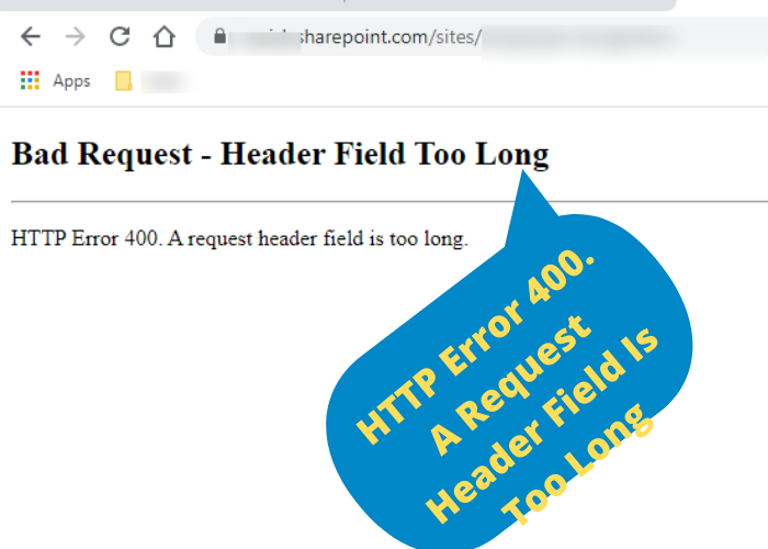 HTTP Error 400. A Request Header Field Is Too Long